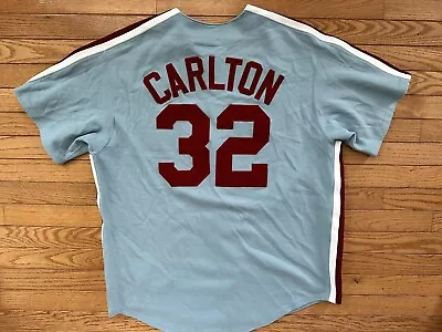 Majestic Jersey Steve Carlton Philadelphia Phillies Men Large New Tags Stitched • $65