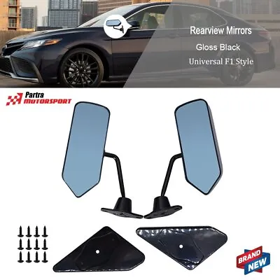 Black Universal F1 Style Car Racing Rearview Side Wing Mirrors Convex Glass • $35.47