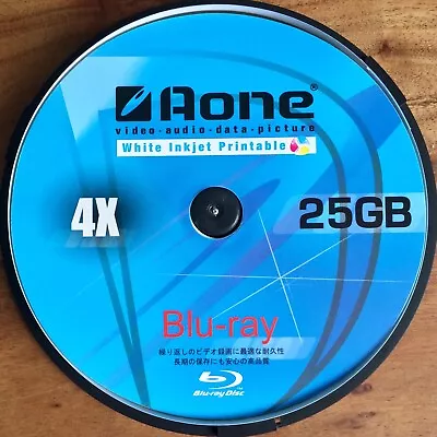 £1.90 • Buy 1 X AONE BLANK WHITE INKJET PRINTABLE RECORDABLE 25GB 4X BD-R BLU-RAY DISC