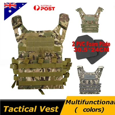 Military Tactical Vest JPC Airsoft Molle Combat Plate Carrier Paintball Hunting • $42.85