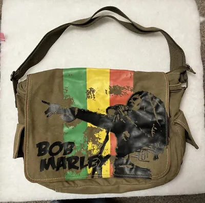 Vtg Bob Marley Canvas Side Satchel Backpack Messenger Bag 100% Cotton • $45