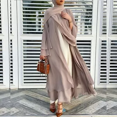 Eid  Chiffon  Abaya Kimono  Muslim Dress Clothes Abayas Women Robe Femme Caftan • £62.58