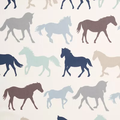 £10.99 • Buy Clarke And Clarke Stampede Horse Denim Blue 100% Cotton Fabric 