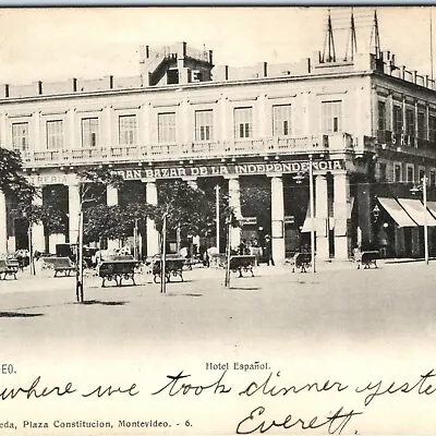 Pre-1907 Montevideo Uruguay Litho Photo Hotel Espanol Enrique Moneda Post A15 • $12.50