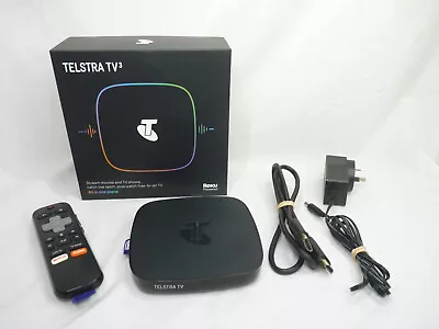 Telstra TV 3 Roku Powered Media Streaming Set Top Box Model 4701TL Complete VGC • $99.95