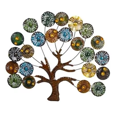 Metal Wall Art Modern Large Tree Of Life Wall Art With Multi Colored Leaves  • $69.88