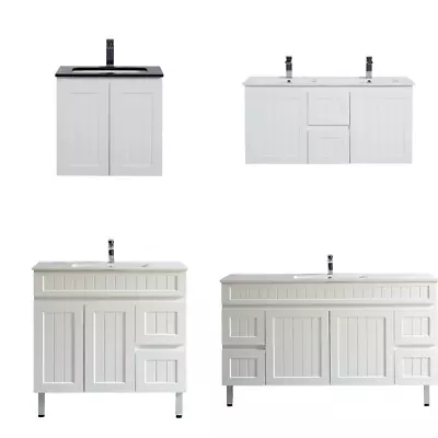 600-1500*460mm Acacia Matt White Wall Hung Freestanding Vanity • $778