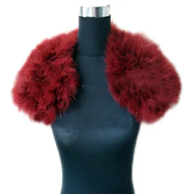 Real Ostrich Feather Fur Shrug Cape Bride Wedding Party Shawls Accessories • $25.99