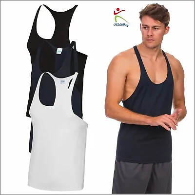 AWDis Cool Muscle Vest Gym Fit Thin Shoulder Straps Straight Front Polyester TOP • £6.77