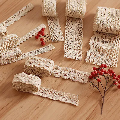 5 Meters Vintage Cotton Hollow Lace Sewing Edge Trim Ribbon Fabric Width 8-60mm • £3.59