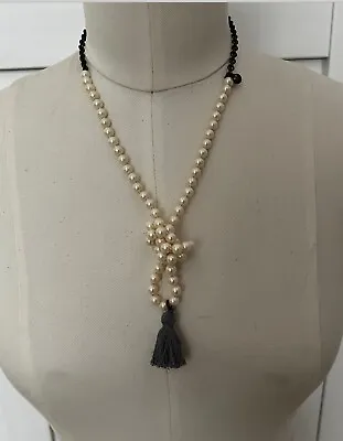 J Crew Faux Pearl/Chain Necklace With Small Gray Tassel /New W/o  Tag • $10