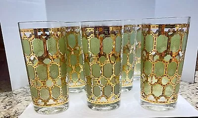 Set Of 8 Vintage Culver Valencia 22K Green Diamond HighballWhiskey MCM Glass • $98