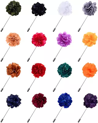 Pan 16 Pieces Flower Men'S Lapel Pins Handmade Satin Boutonniere Pin For Suit We • $26.12