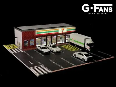 1:64 7-11 (7-Eleven) W/Parking Lot Diorama Display With LEDs -- G-Fans • $79.99
