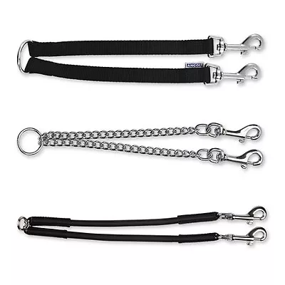 Ancol Double Dog Coupler Lead Walk 2 Dogs Twin Leash Nylon Bungee Chain Absorber • £8.39