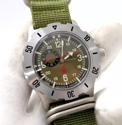 VOSTOK Amphibia 350501 Russian Watch Automatic Green Dial (10 ATM) MENS WATC 97 • $119.99