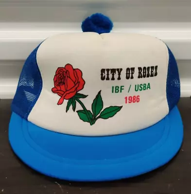 Vtg 80's City Of Roses Portland IBF USBA 1986 Pom Pom Snapback Cap Trucker Hat • $15.99