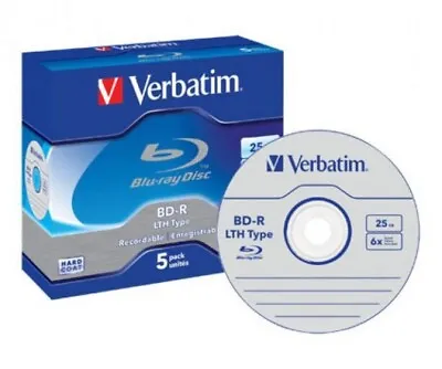 £7.99 • Buy 5 VERBATIM 43753 LTH BD-R Blu Ray BDR SL 25GB 6X JEWEL CASE TAIWAN