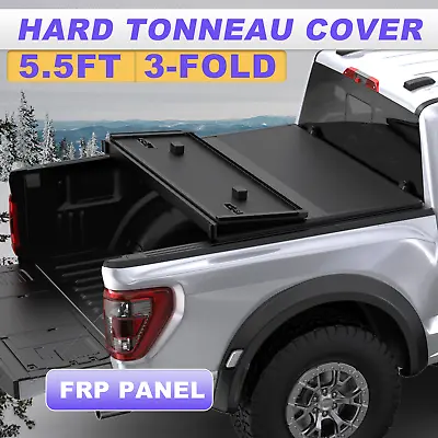 5.5FT 3-Fold Fiberglass Hard Truck Bed Tonneau Cover Fits 2015-2024 Ford F-150 • $382.79