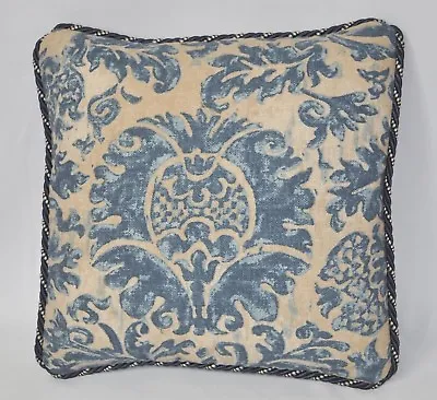 $24.99 • Buy Pillow Made W Ralph Lauren The Landing Batik Damask Blue & Brown Fabric 12 X 12 