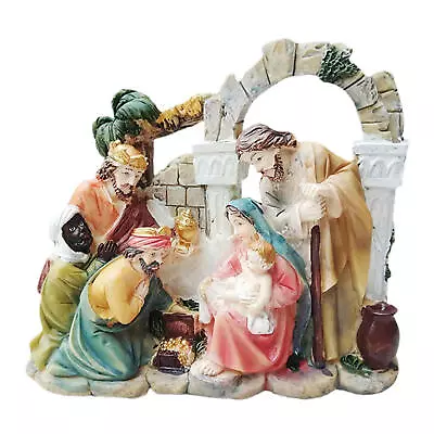 Nativity Stable Manger Ornament Virgin Mary Sculpture Resin Jesus Nativity Scene • £25.19