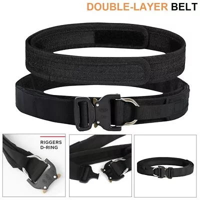 2in1 Double Layer Belt Tactical Thickened Molle Waist Belt Quick Release Buckle • $21.99