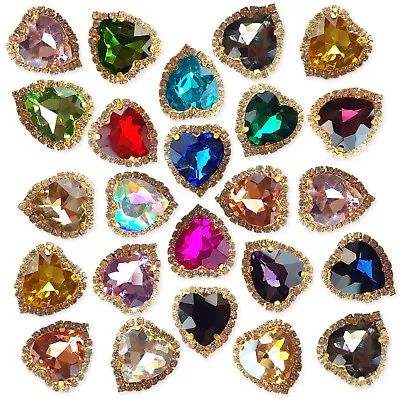 Luxury HEART Glass Crystal Diamante Rhinestone Embellishment Sew On Gem Jewels • £1.99