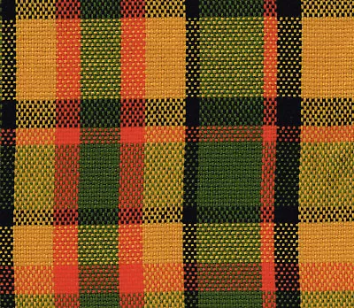 Sitting Fabric Car Upholstery VW Bus Westfalia Check Yellow/Green/Orange New • $97.45