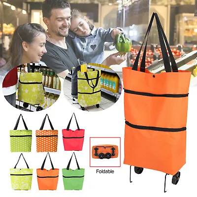 £6.99 • Buy Folding Supermarket Shopping Bag Trolley Grocery Cart On Wheels Reusable Handbag