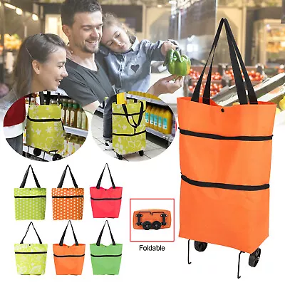 £6.99 • Buy Folding Supermarket Shopping Bag Trolley Grocery Cart On Wheels Reusable Handbag