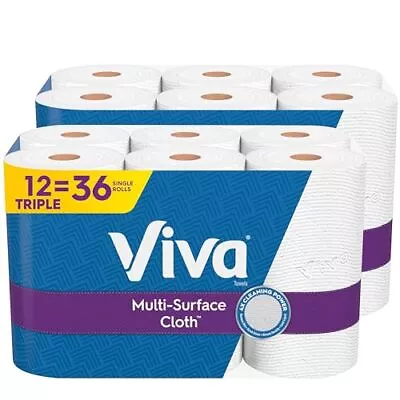 Multi-Surface Cloth Paper Towels 12 Triple Rolls 165 Sheets Per Roll (2 Pac... • $47.27