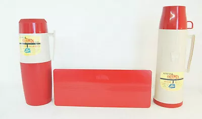 Genuine Thermos Vacuum Bottle Wide Mouth Quart Size #2402 #6402 + Lunch Carrier • $40