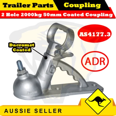 $33.90 • Buy Trailer Coupling 2000KG 50mm Dacromet Coated 2 Holes - BOAT BOX JET-SKI TRAILER
