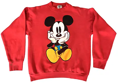 £12 • Buy Vintage Disney Mickey & Co Sweatshirt Size Large Red Mickey Mouse Front & Back