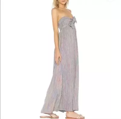 Majorelle Dress Womens Small Strapless Vienna Rainbow Striped Bow Maxi Revolve • $52.79