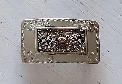 Vintage Nickel Silver Antique Style Belt Buckle Stars Country Western Classy • $12.99