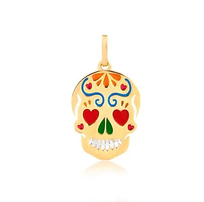 14k Solid Gold Enamel Mexican Skull Pendant For Necklace For Women And Girls • $157.99