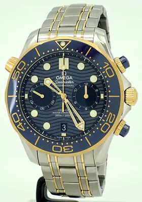 Omega 21020445103001 Steel & 18k YG Auto 44mm Blue Dial Seamaster 300m Chrono • $16000