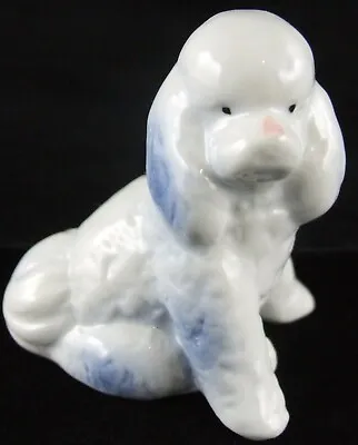 £7.99 • Buy Vintage POODLE Blue White Ceramic DOG Puppy ORNAMENT Figure