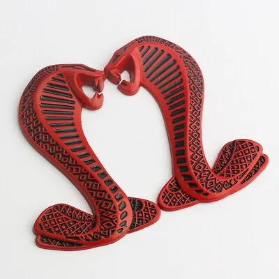 Cobra Snake Left And Right Emblem Badge For Fender 2 Pieces Metal (Red Black) • $16.99