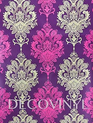 10m Purple Damask Fablon Pink Sticky Back Plastic Self Adhesive Wallpaper Motif • £14.99