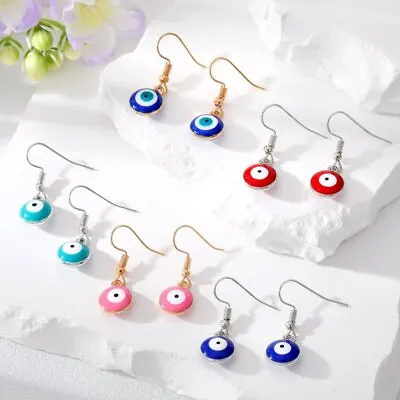 $2.69 • Buy Blue Evil Eye Crystal Beads Earrings Stud Hook Dangle Fashion Jewelry Lucky Gift