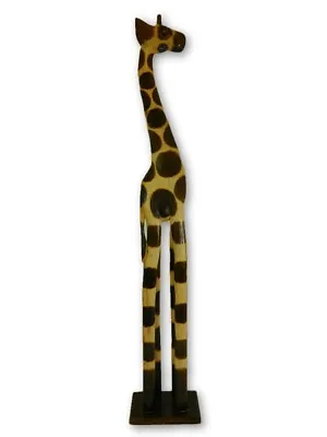 Wooden Giraffe Carving - Hand Carved Wooden Giraffe 100cm Tall • £29.99