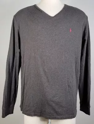 Polo Ralph Lauren Men's XL V-neck Long Sleeve T-shirt Thermal Dark Gray Pony • $14.96