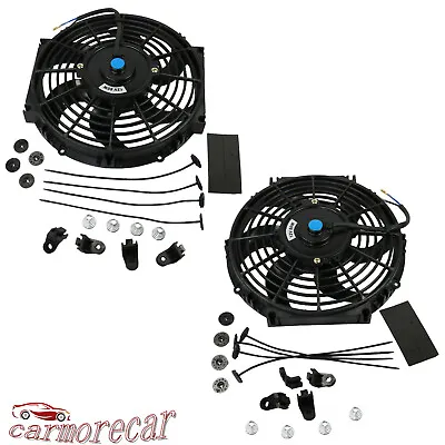 $42.86 • Buy Universal 2x 10  Inch Slim Fan Electric Radiator Cooling Mount Push Pull Kit 12V