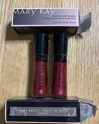 Lot Of 2 ~ MARY KAY Nourishine Plus Lip Gloss BERRY DAZZLE .15 Oz. X 2 ~ NOS • $34.56