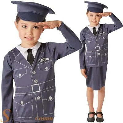 £9.99 • Buy Girls WRAF Costume Kids World War 40s Royal Air Force Uniform Fancy Dress Outfit