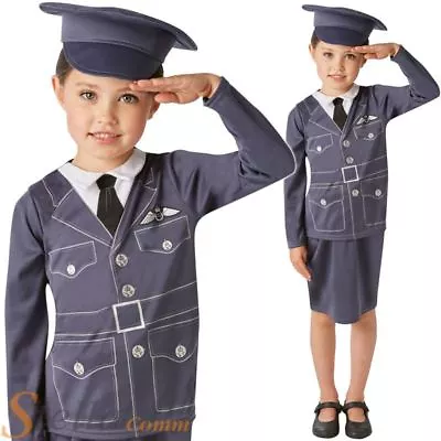 £9.99 • Buy Girls WRAF Costume Kids World War 40s Royal Air Force Uniform Fancy Dress Outfit