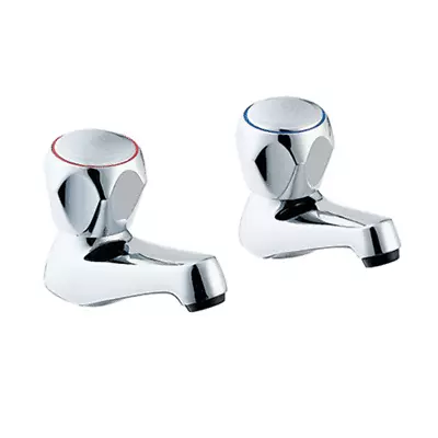 Chrome Plated Hand Wash Basin Taps With Tricon Heads - 1/2  - WRAS Approved • £24.99