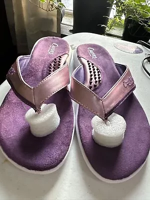 Curves For Women 10 Metallic Purple Massaging Arch Cushion  Flip Flop Sandals • $9.99